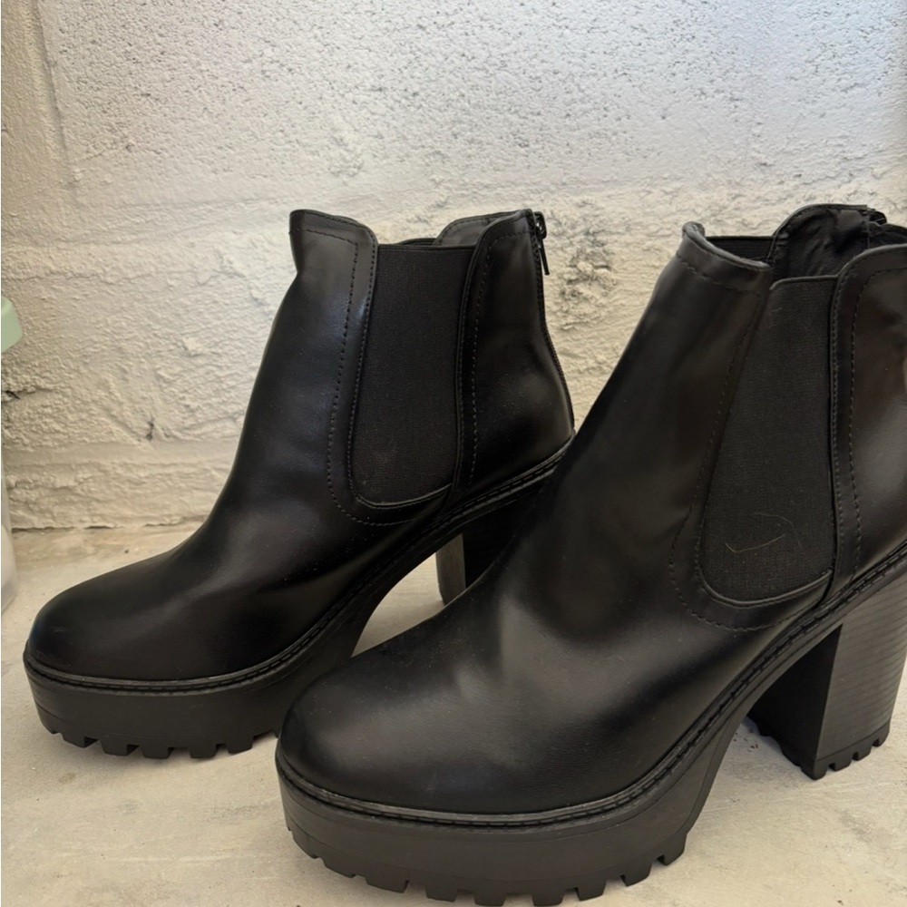 Chunky Black Heel Ankle Boots